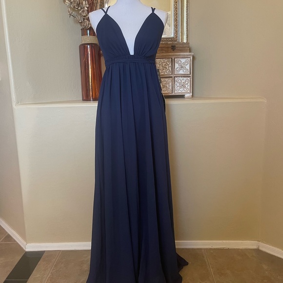 NAVY BLUE FORMAL DRESS- BRAND IS LULUS - Picture 1 of 6